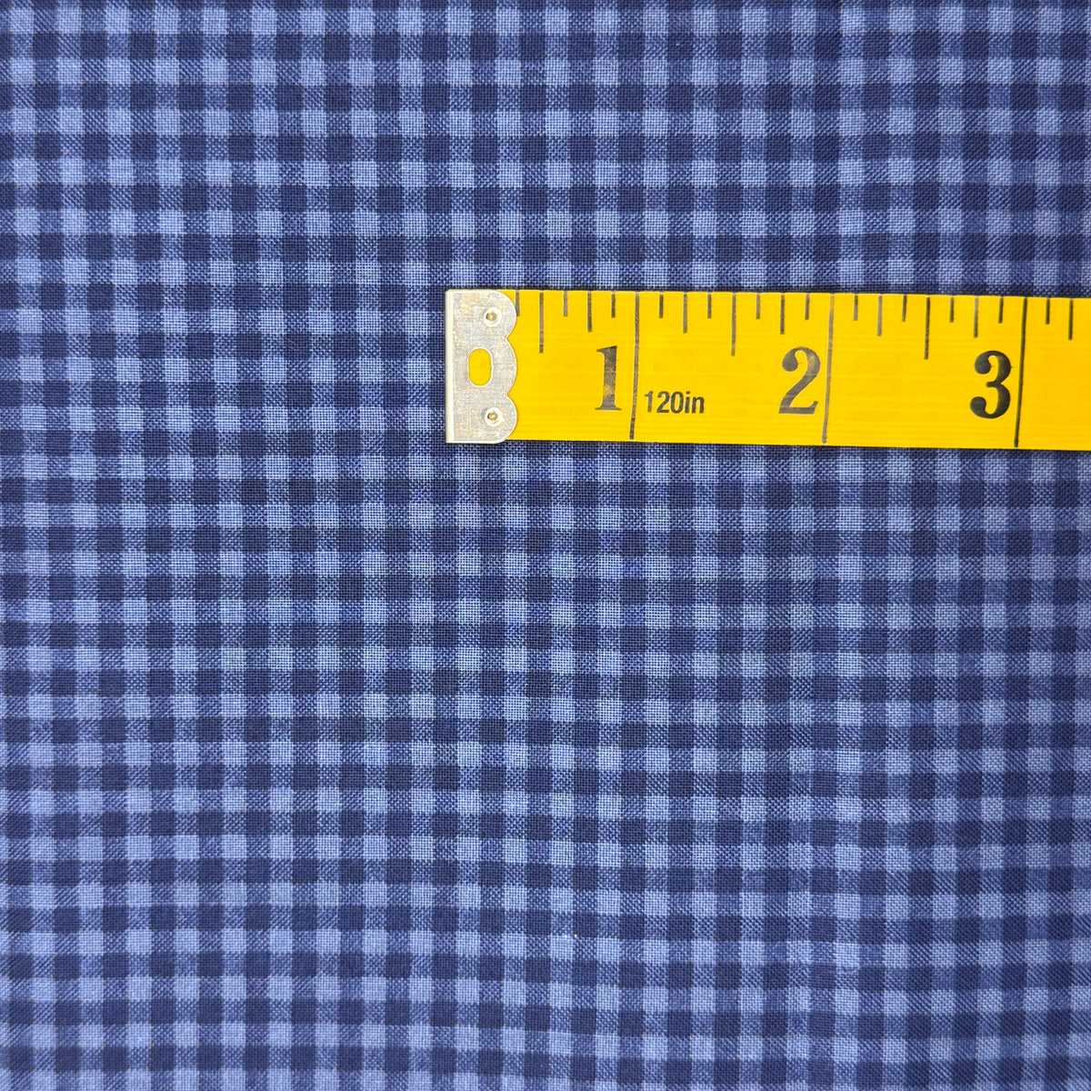 Light & Dark Blue Gingham Cotton Blend: 3 yds