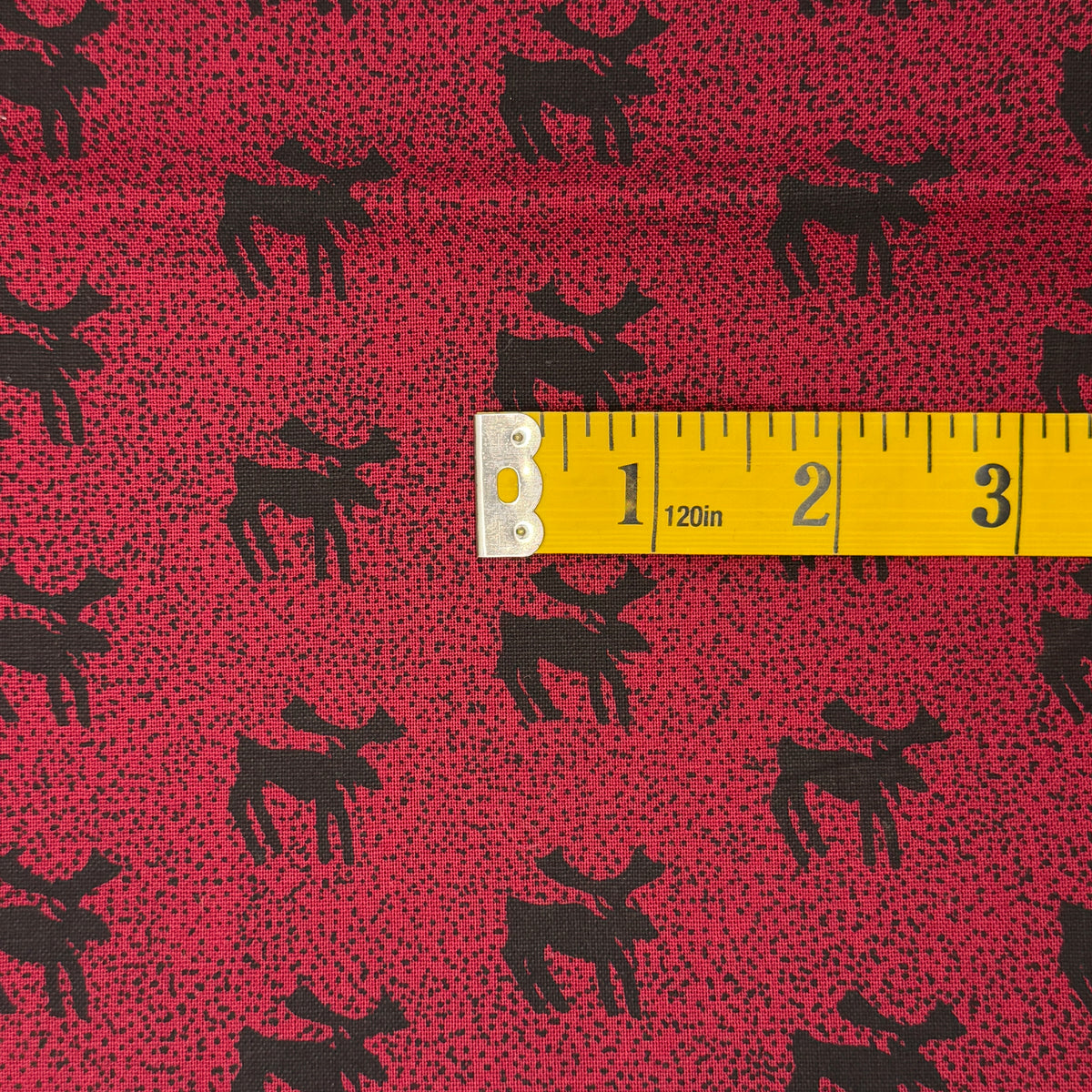 Maroon With Deer Silhouette Cotton: 1.5 yds