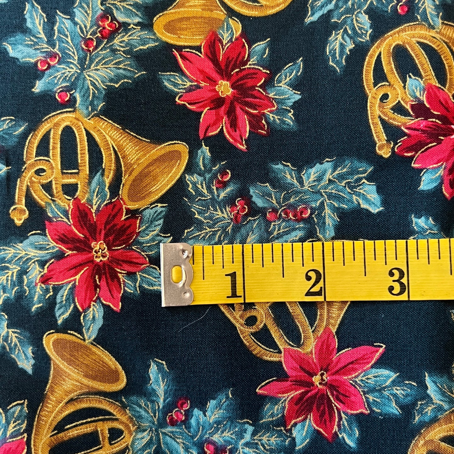 Poinsettia, Horns & Holly Berries Cotton: 3.5 yds