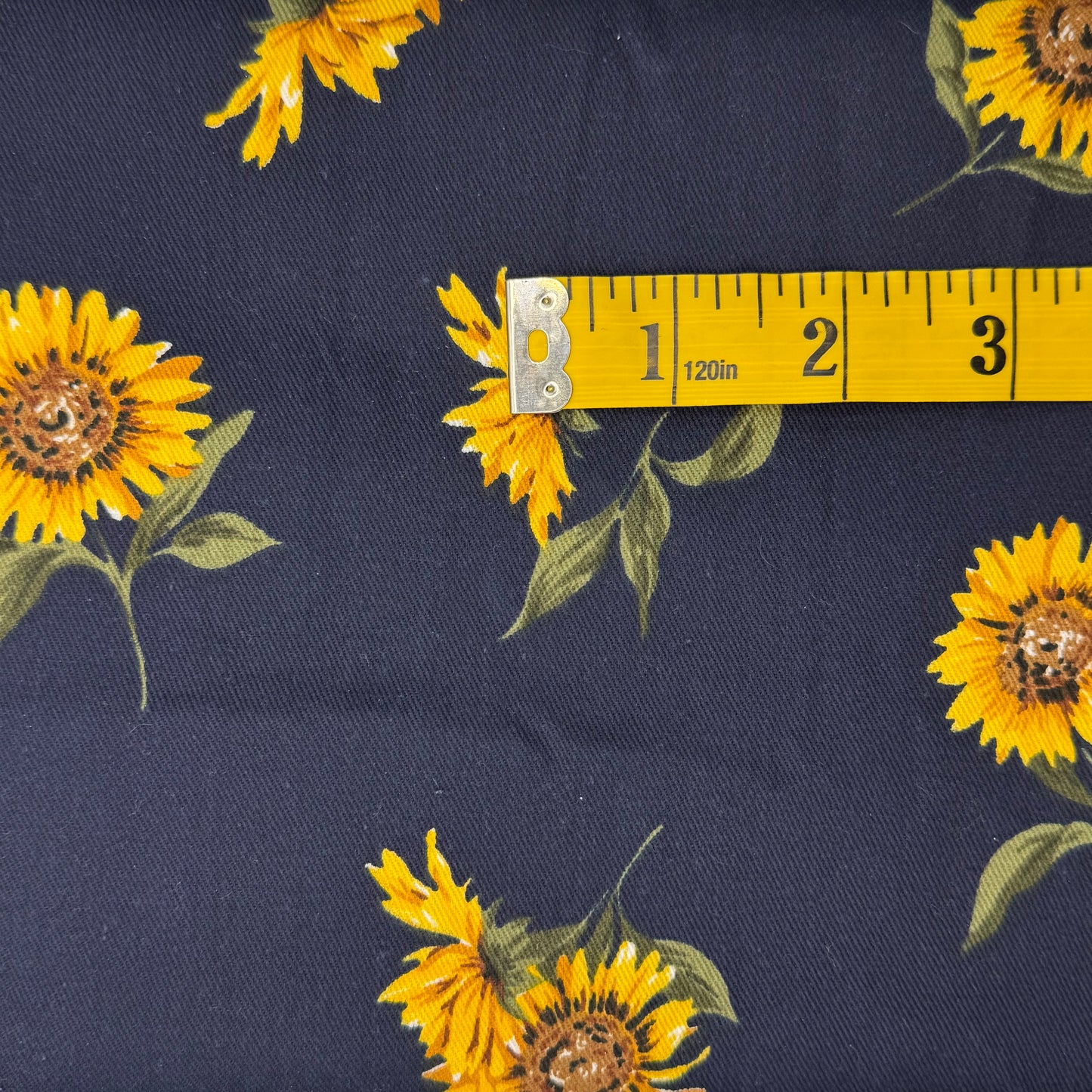 Navy Blue With Sunflower Cotton Blend Home Decor: 2.75 yds