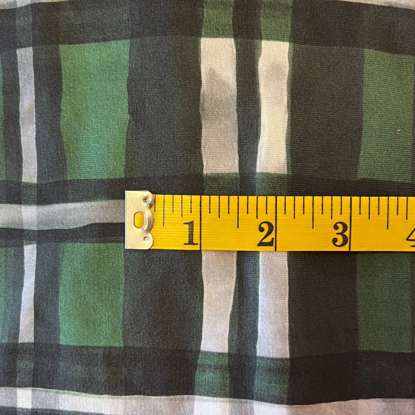 Green & Black Plaid Stretch Jersey: 1 yd