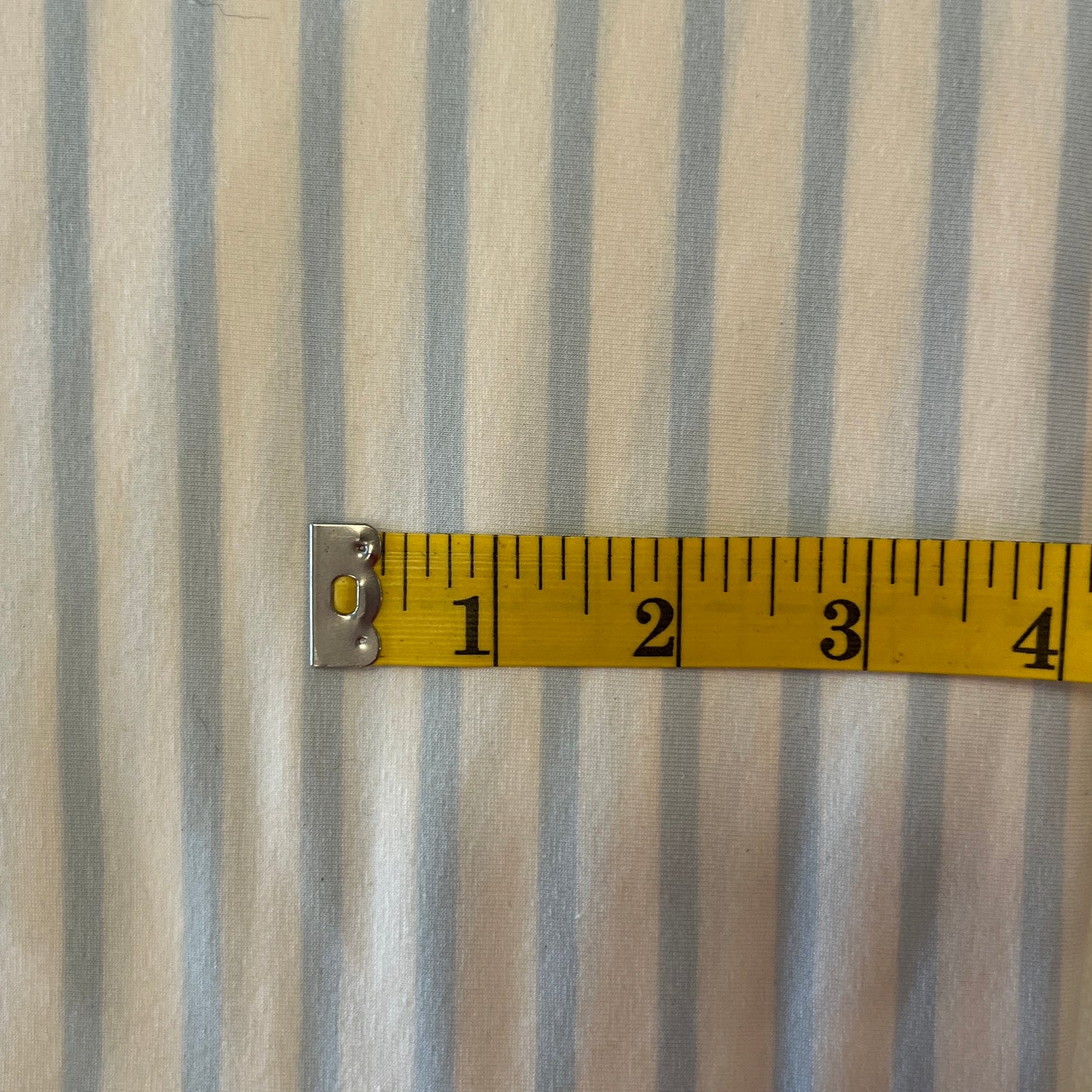 White With Blue Stripe Stretch Jersey: 3 yds