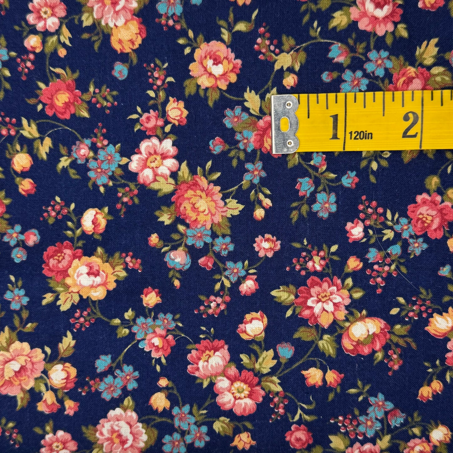 Pink & Blue Floral Cotton Blend: 3.5 yds