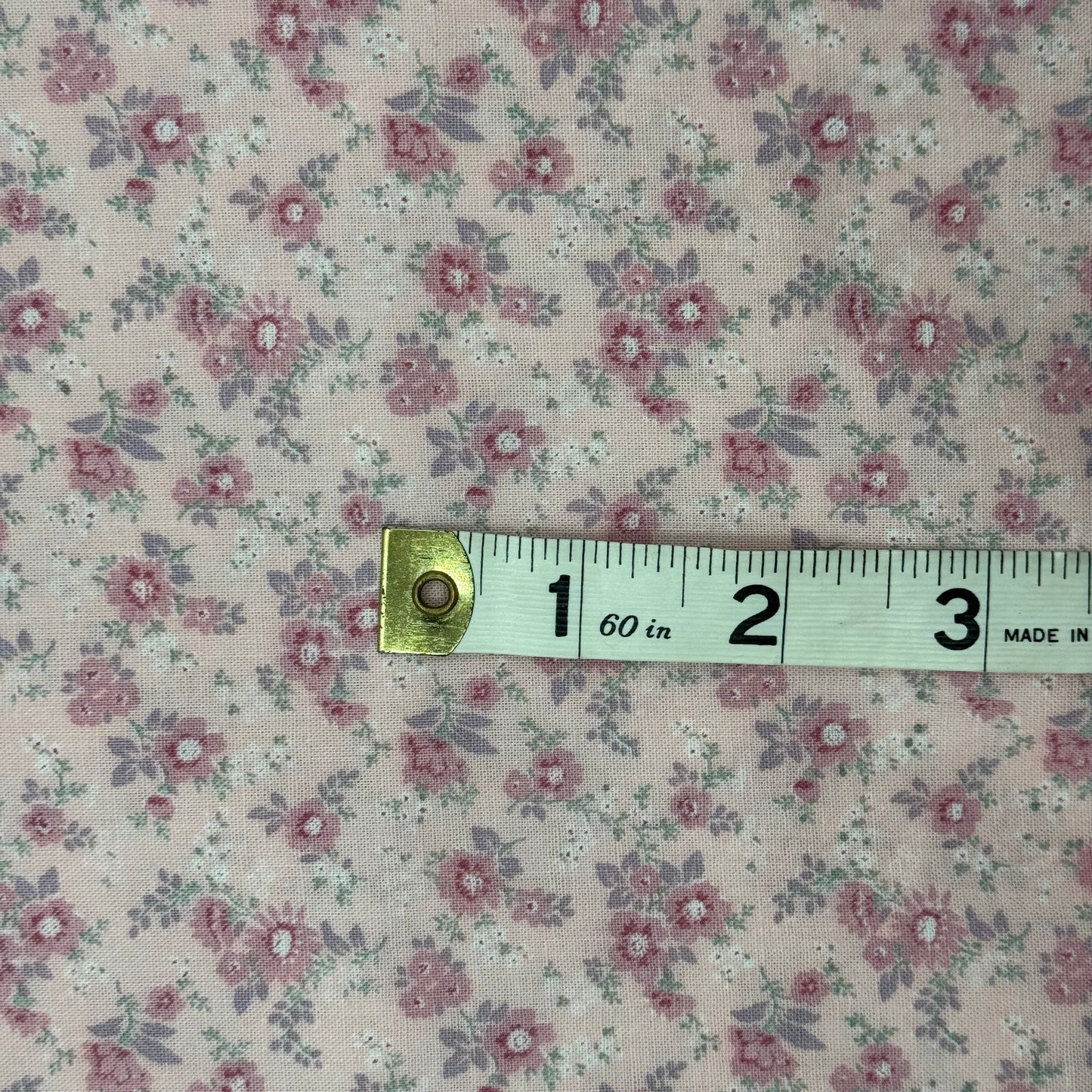 Pink with Pink/Lavender Floral Print Cotton: 2 yds