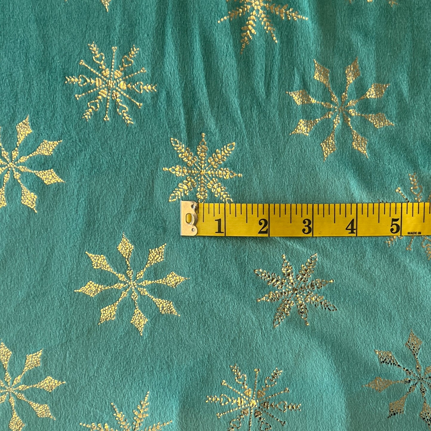 Green With Gold Foiled Snowflakes: 3 yds