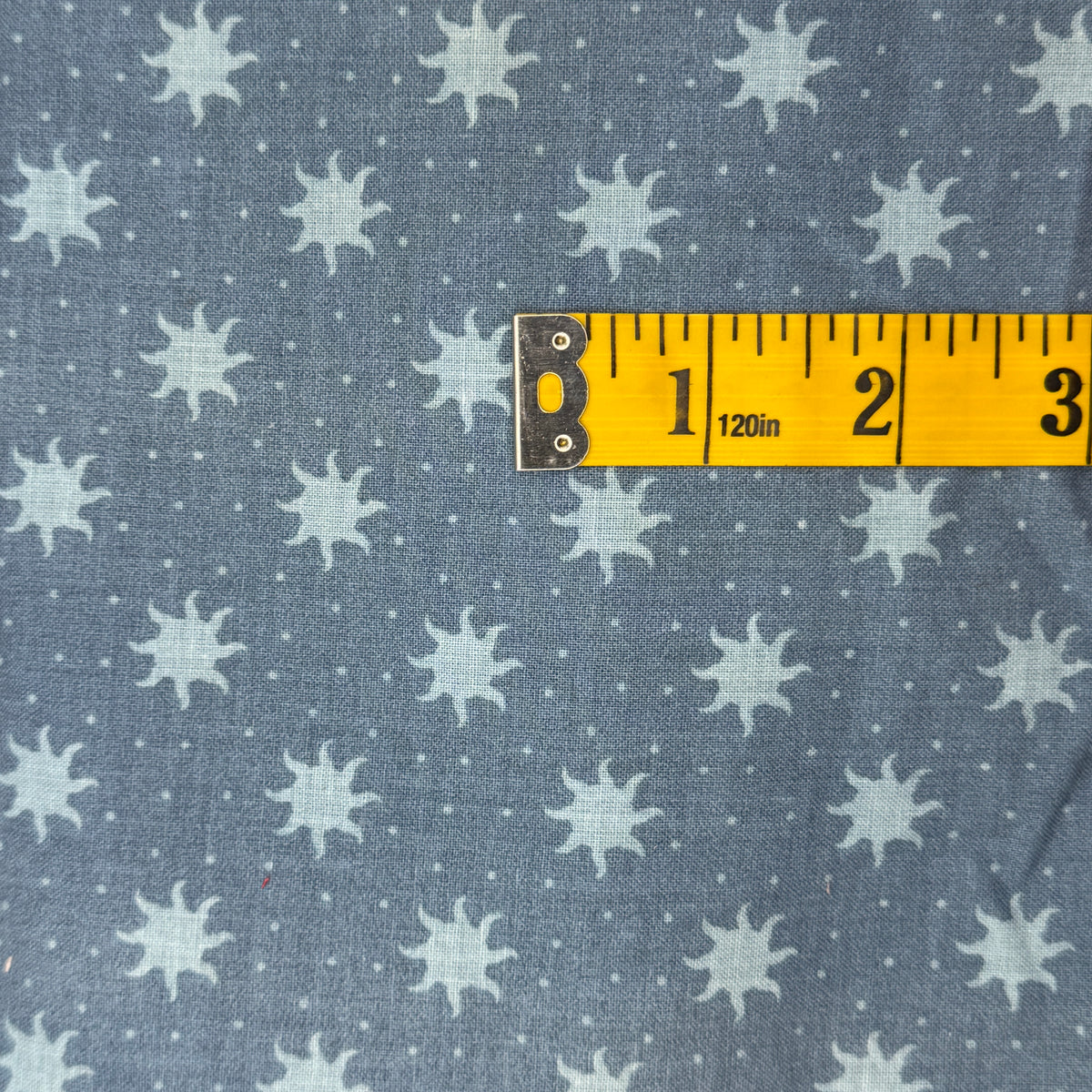 Faded Two Tone Blue With Dots & Suns Cotton: 2 yds