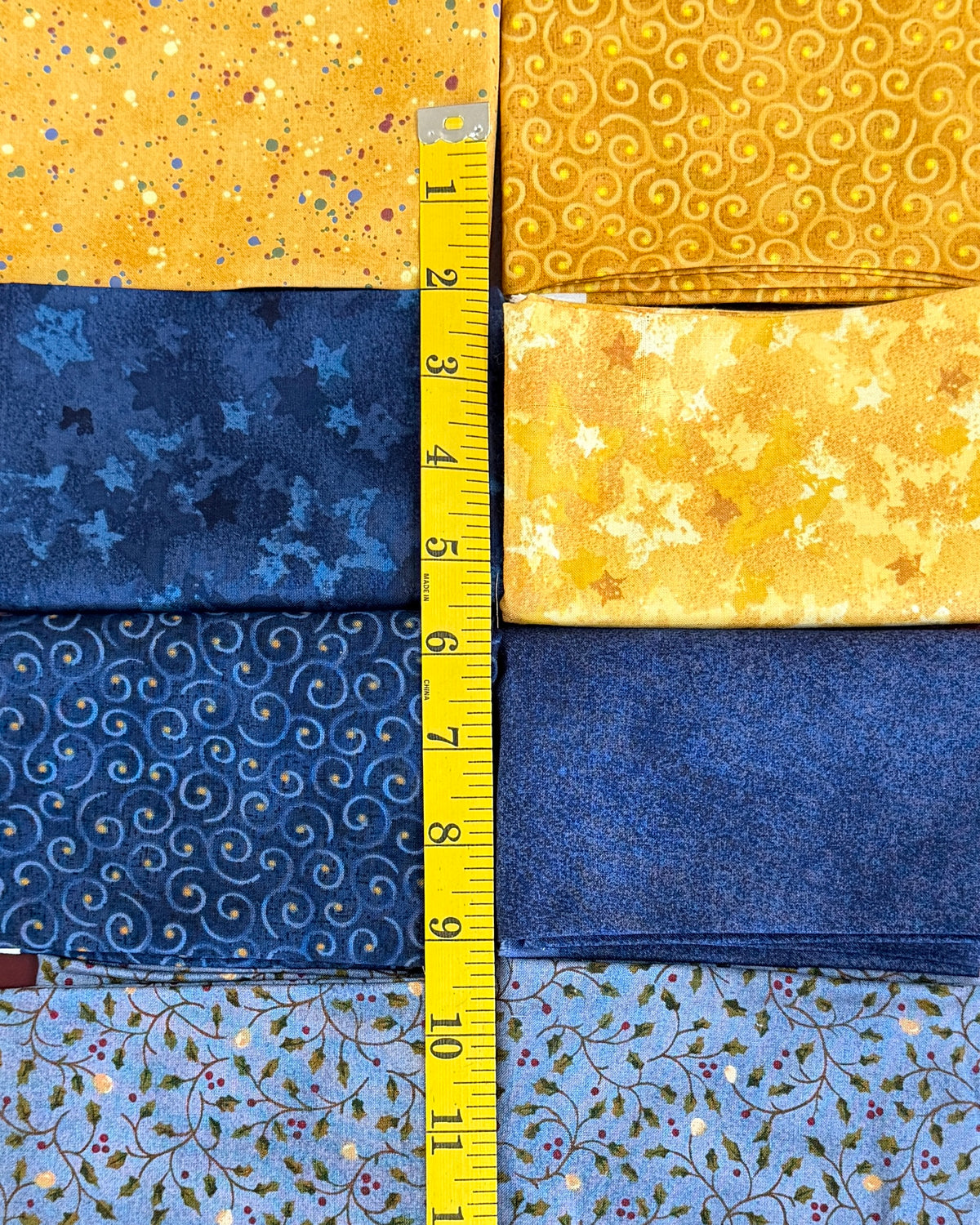 Blue & Gold Fat Quarter Cotton Bundle