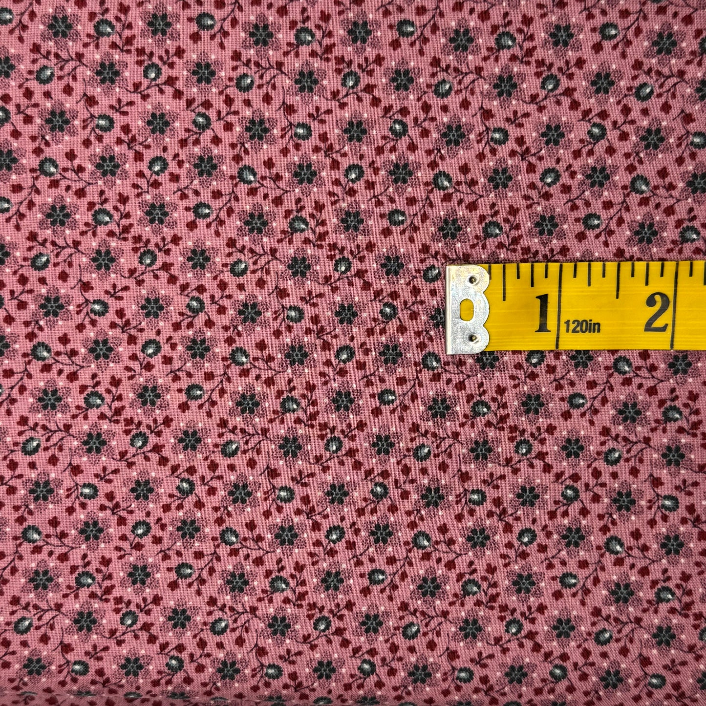Vintage Mauve With Blue & Maroon Floral Cotton Blend: 2.25 yds