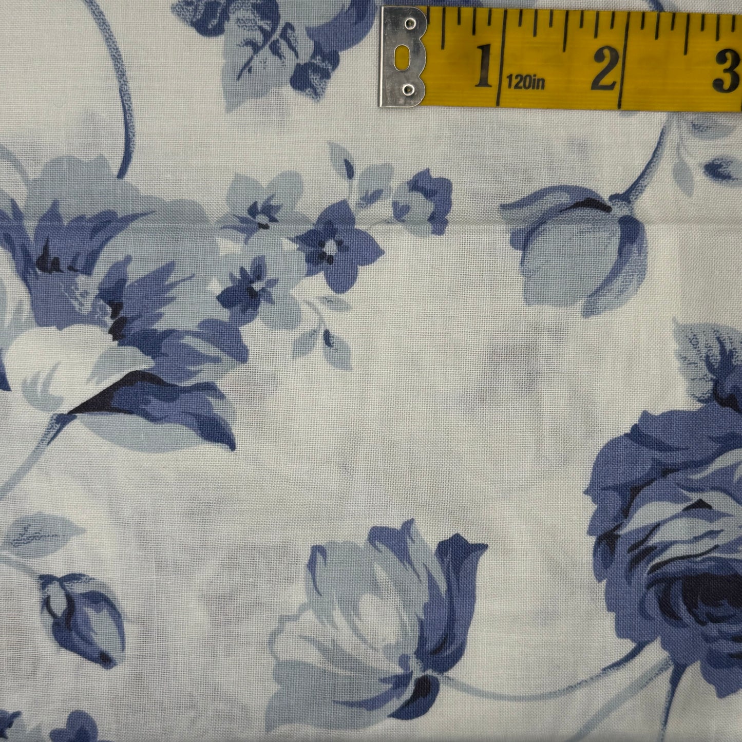 Gray Blue Floral Cotton Blend: 1.5 yds