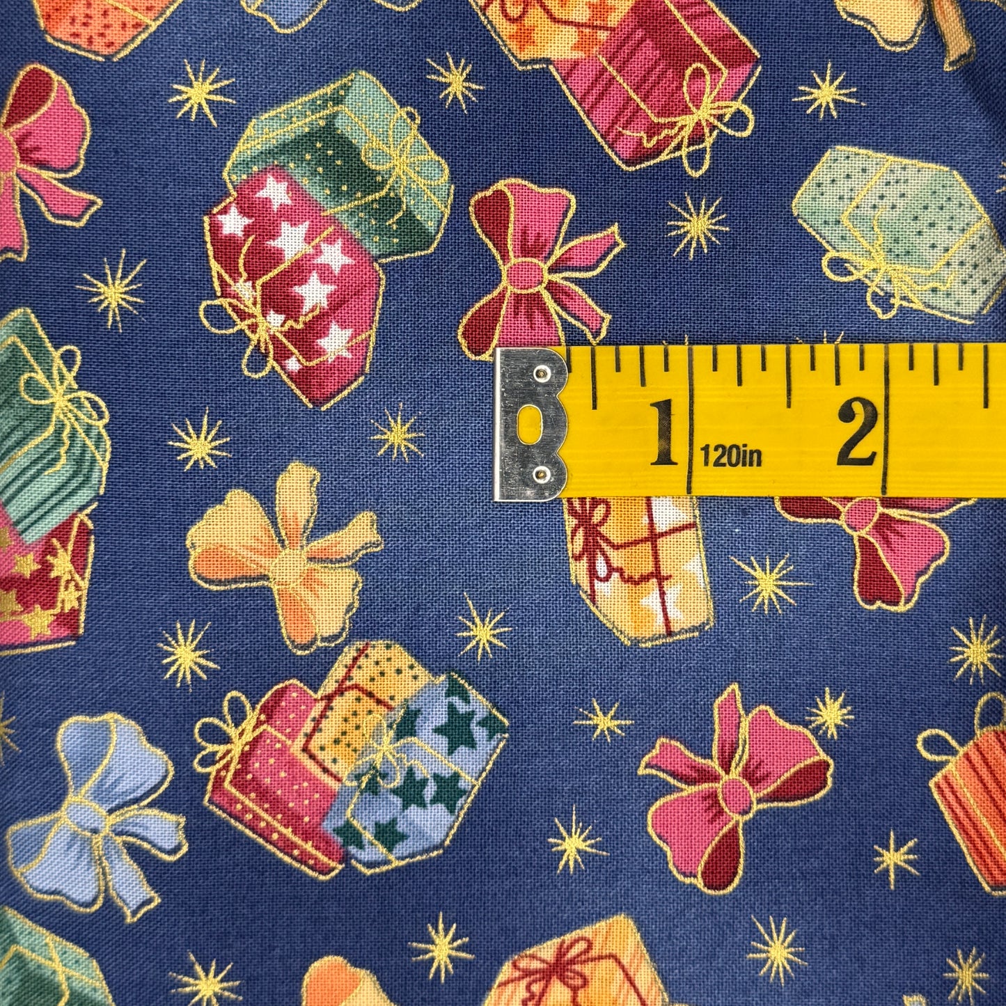 Blue Holiday Presents Cotton: 2 yds