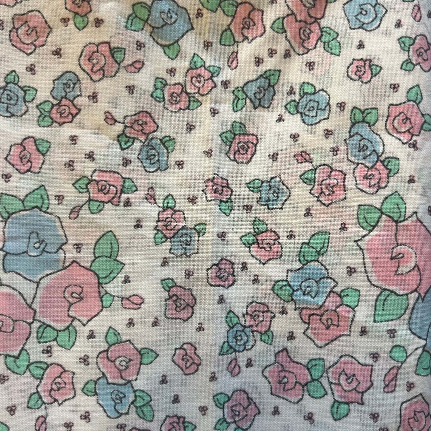 Blue & Pink Floral Cotton: 3 yds