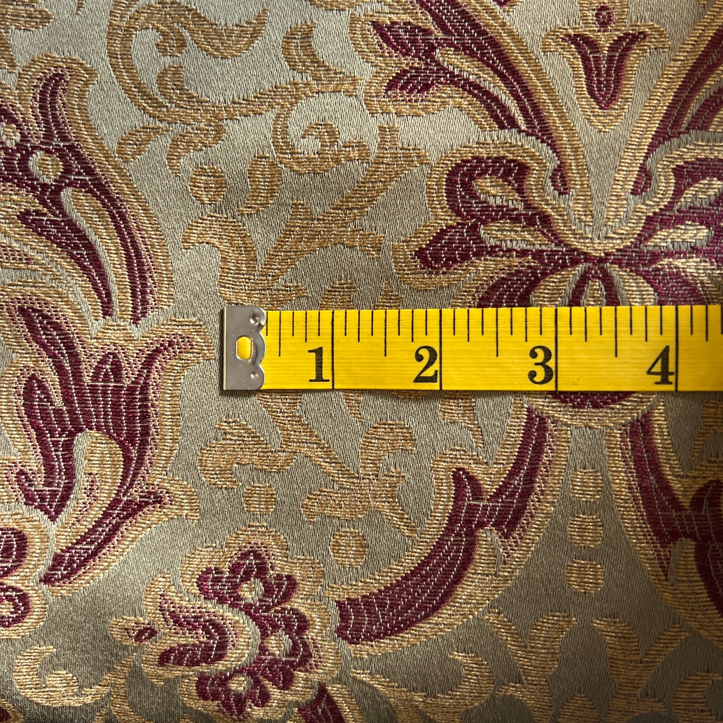Olive & Maroon Damask Upholstery: 2.5 yds