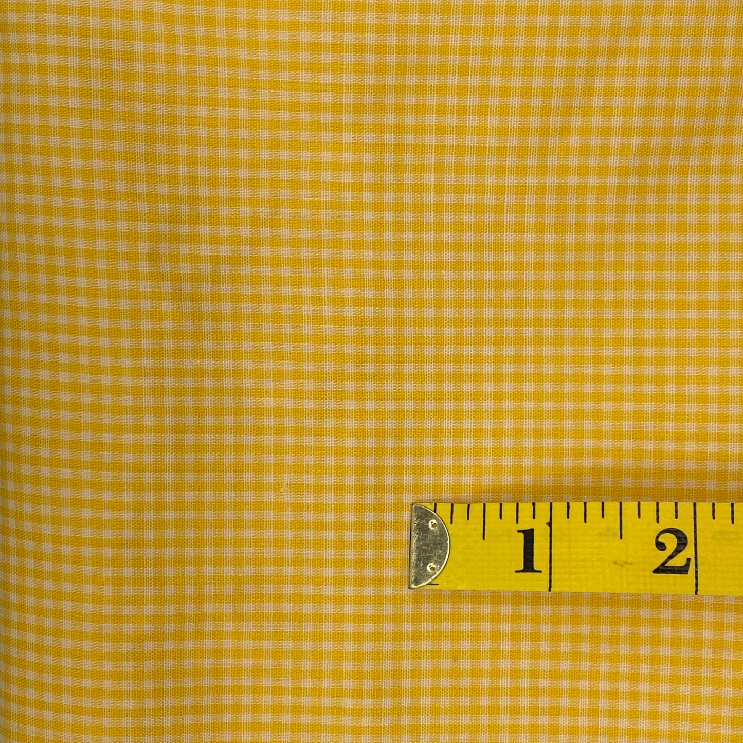 Bright Yellow Gingham Cotton Blend Shirting: 2.5 yds