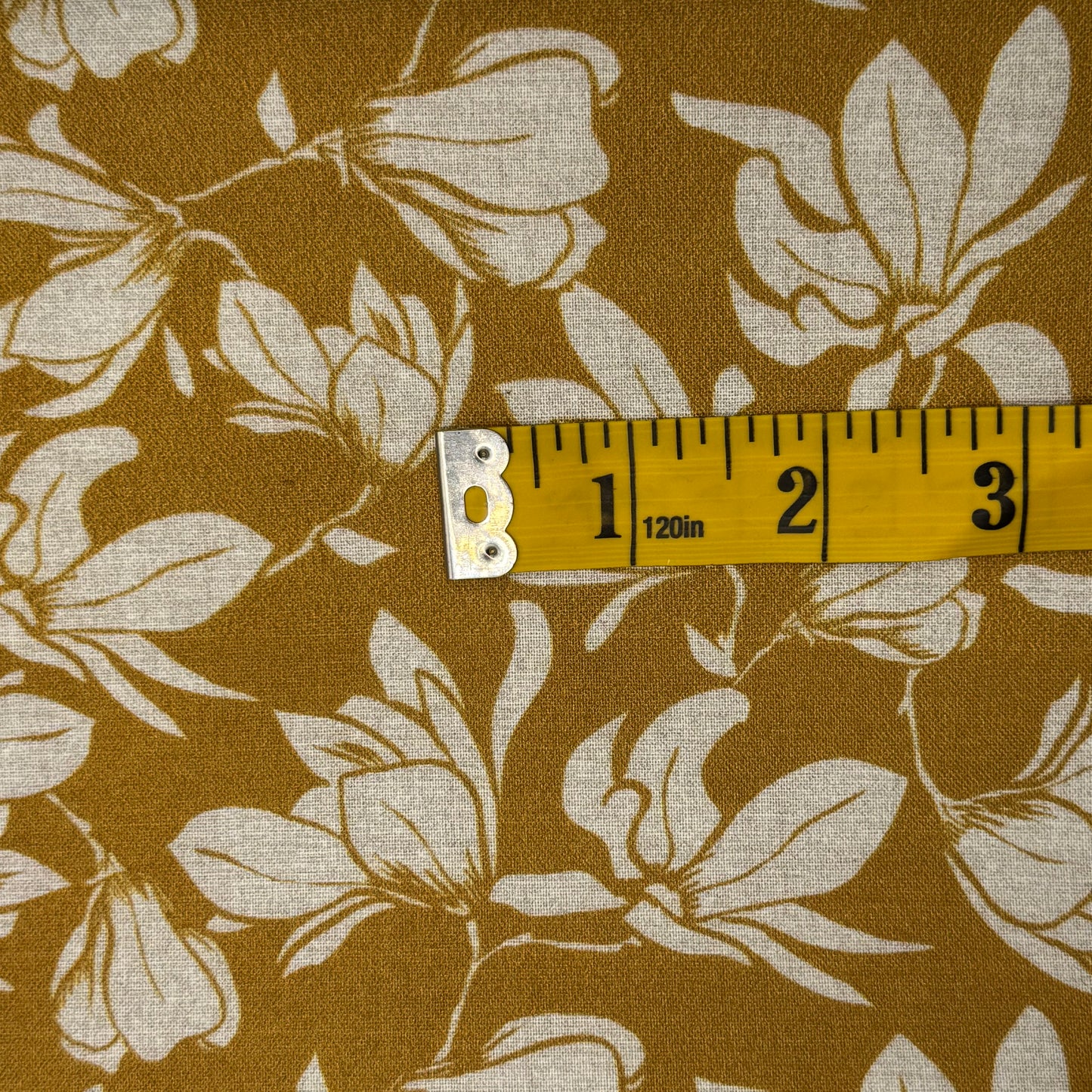 Mustard Magnolia Floral Cotton: 3 yds