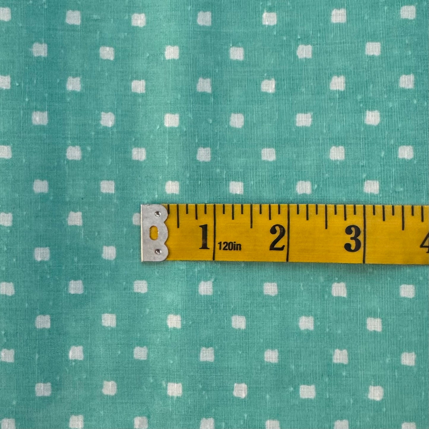 Mint Green with White Squares Woven Cotton Blend: 2.5 yds