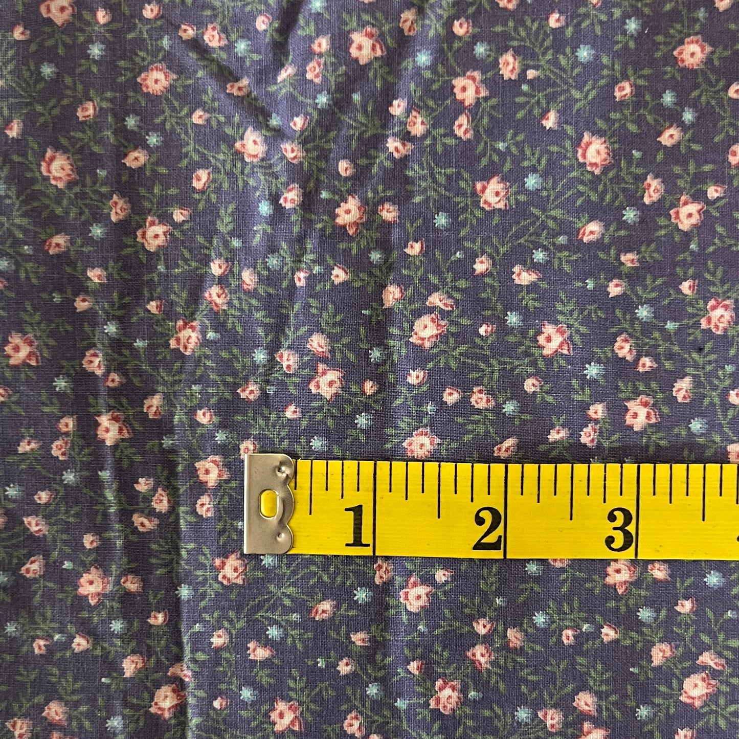 Purple With Pink Floral Cotton: 1 yd