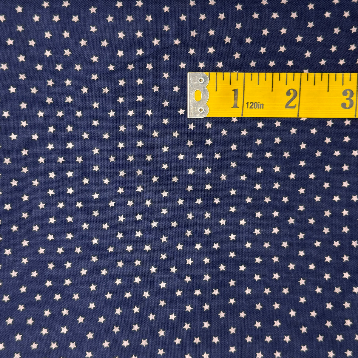 Blue With White Stars Cotton Blend: 1 yd
