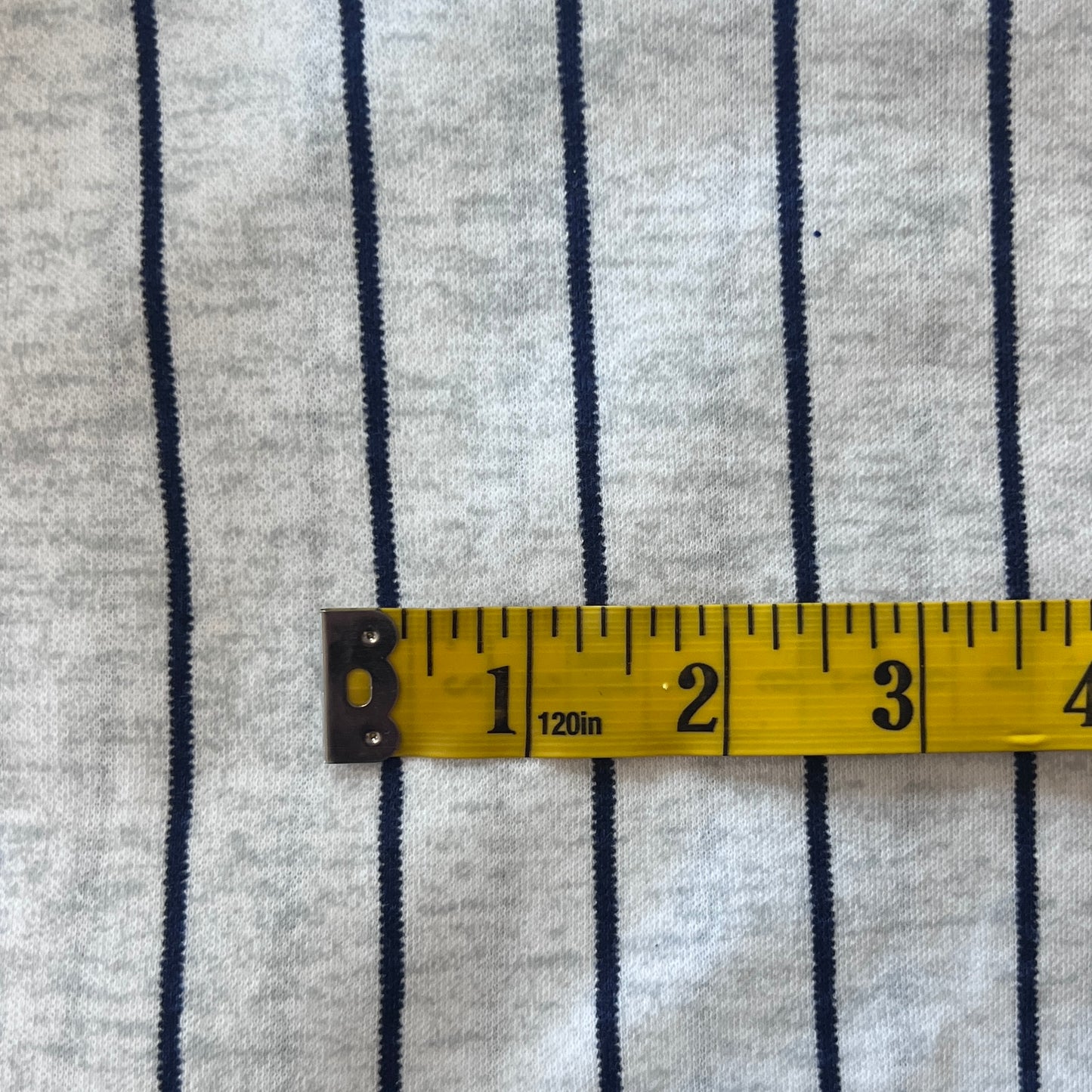 Grey & Blue Striped Stretch Jersey: 1.5 yds