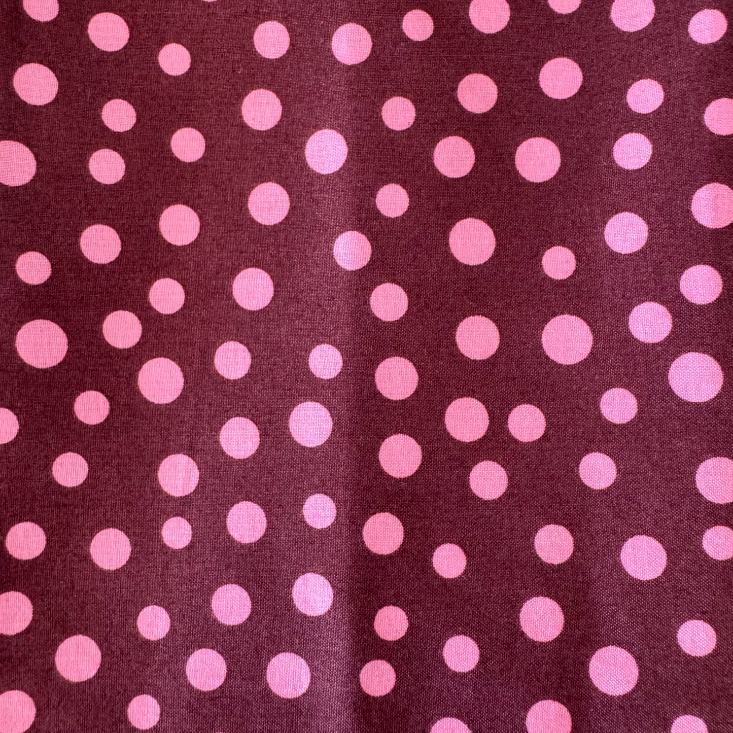 Brown with Pink Dots Cotton Blend: 1 yd