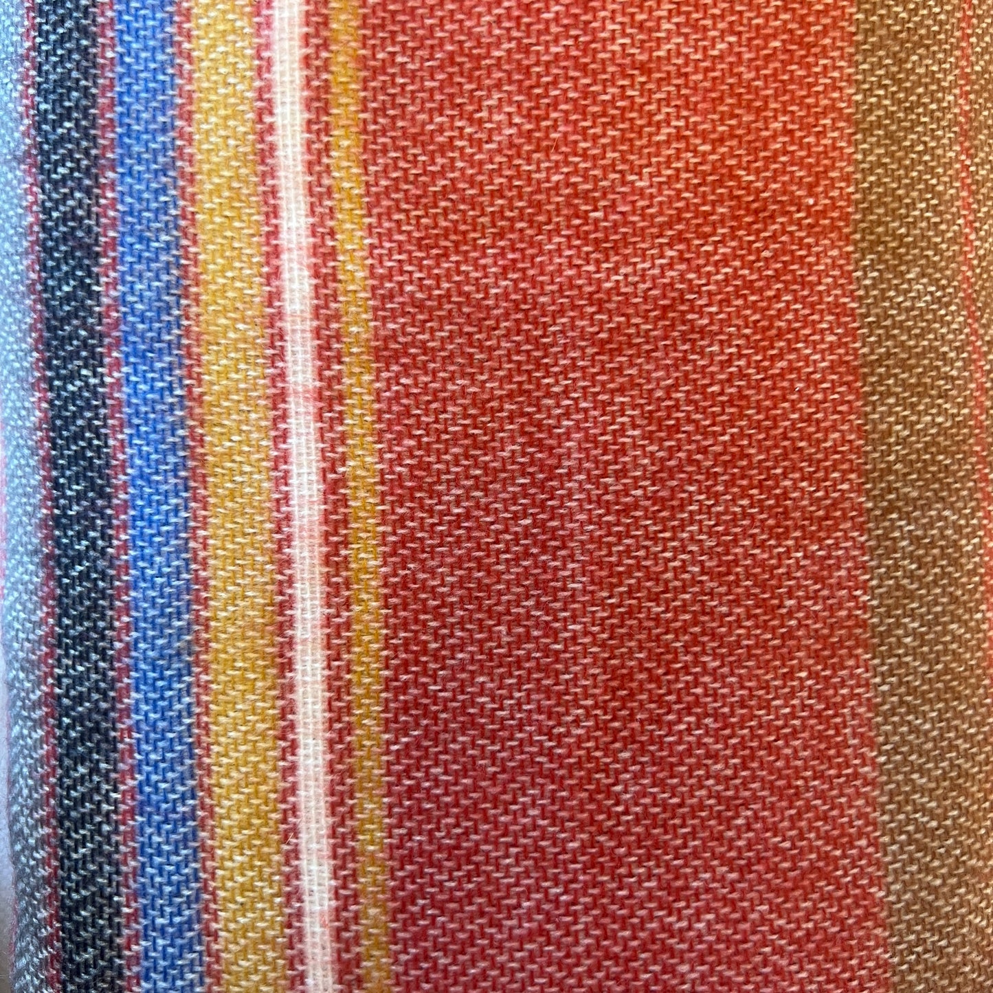 Red, Grey, Black, Blue & Gold Striped Knit: 2.75 yds