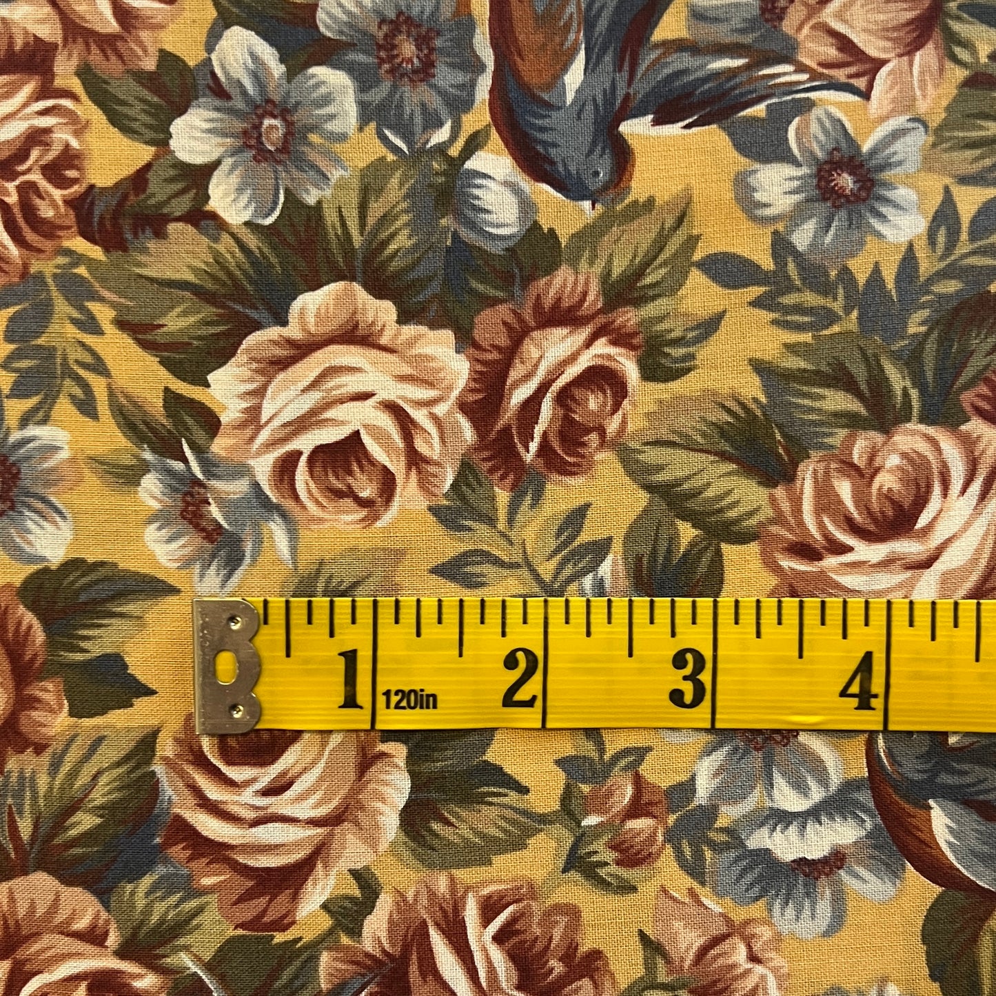 Blue & Pink Floral Cotton: 4 yds