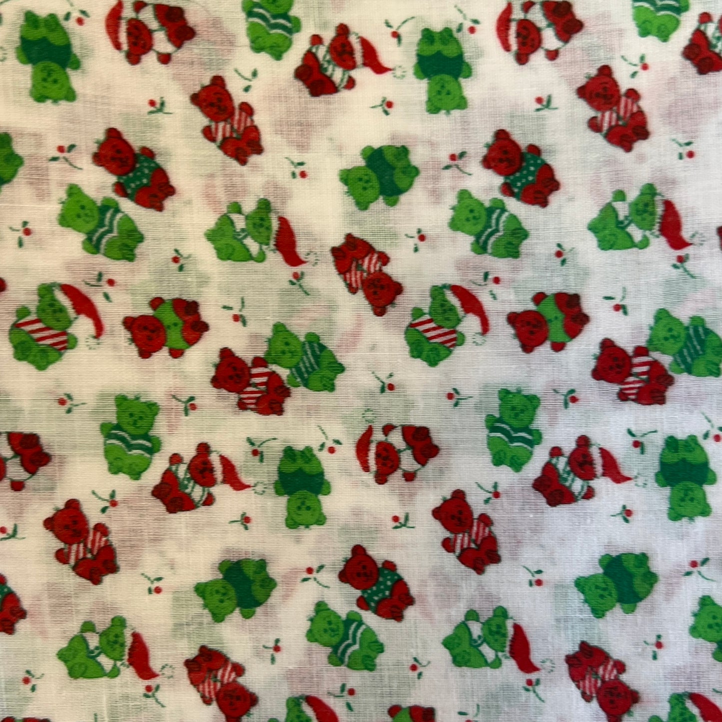 Red & Green Bears Cotton: 1 yd