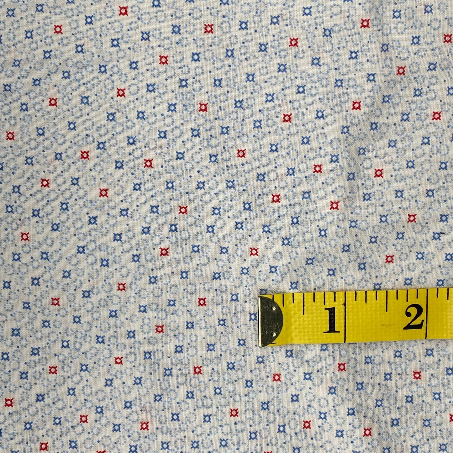 Blue & Red Geometric Cotton: 3 yds
