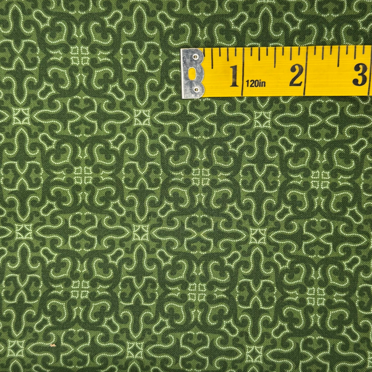 Green Block Print Cotton: 2 yds