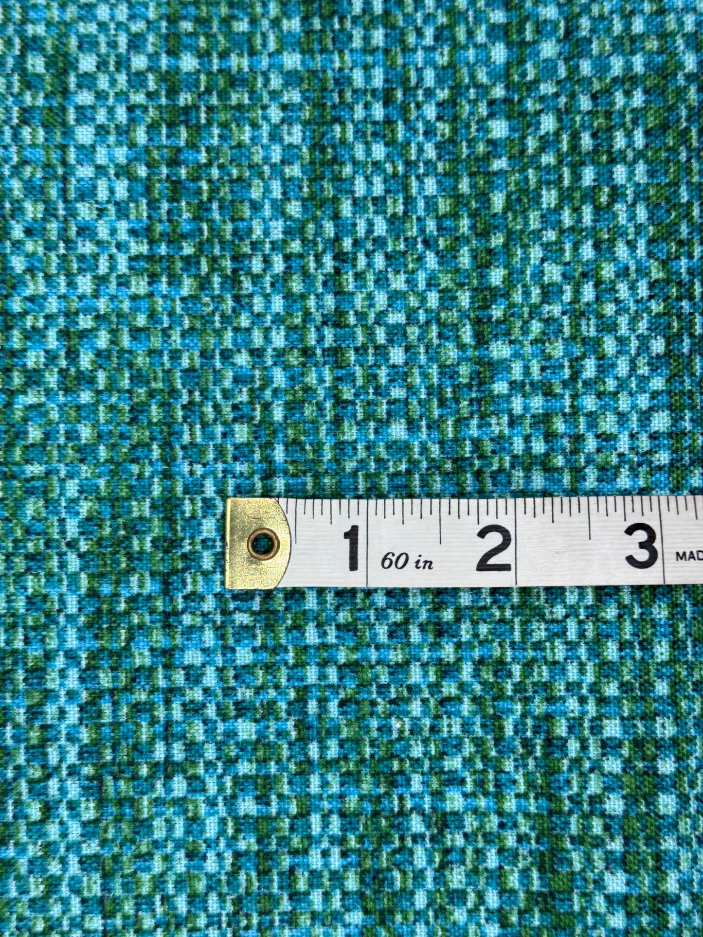 Blue/Green Geometric Screenprint Home Decor Cotton Blend: 2.25 yds