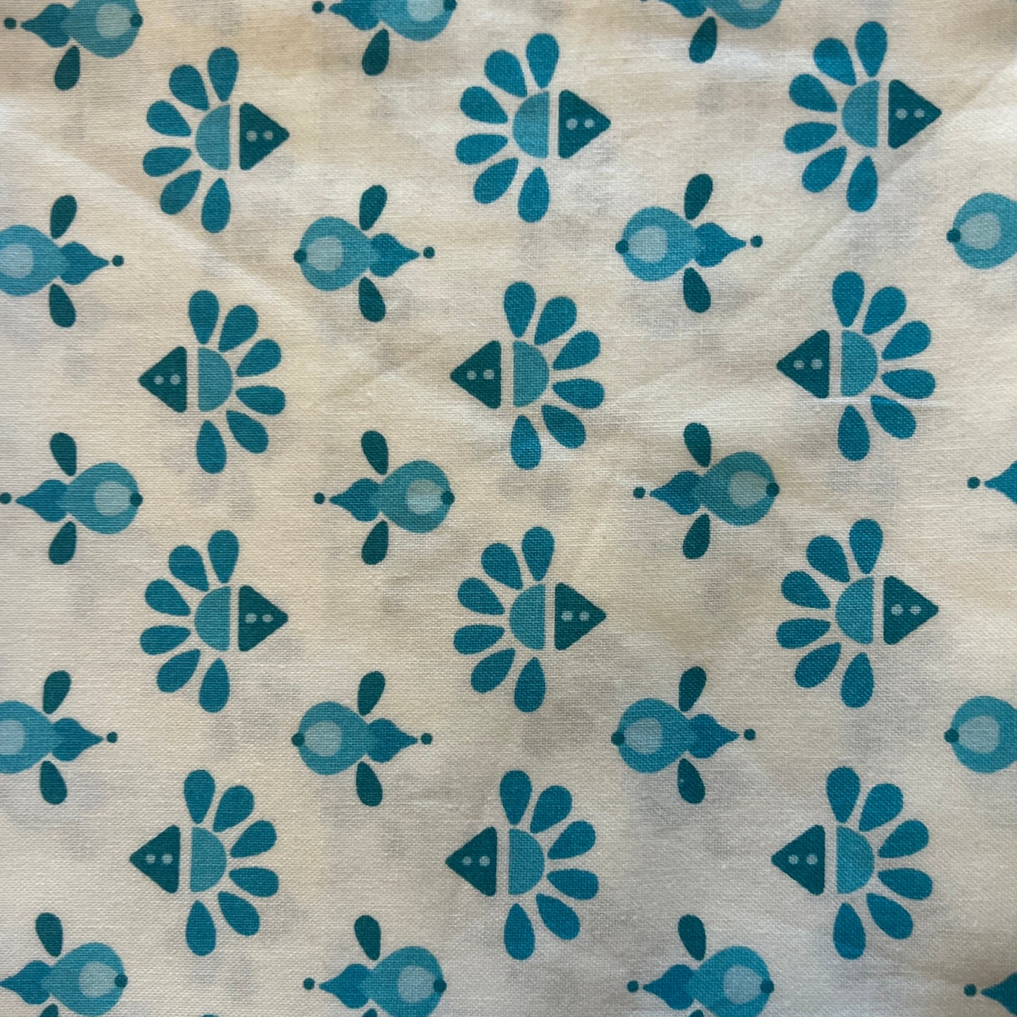 Light Blue Geometric Cotton Blend: 1 yd