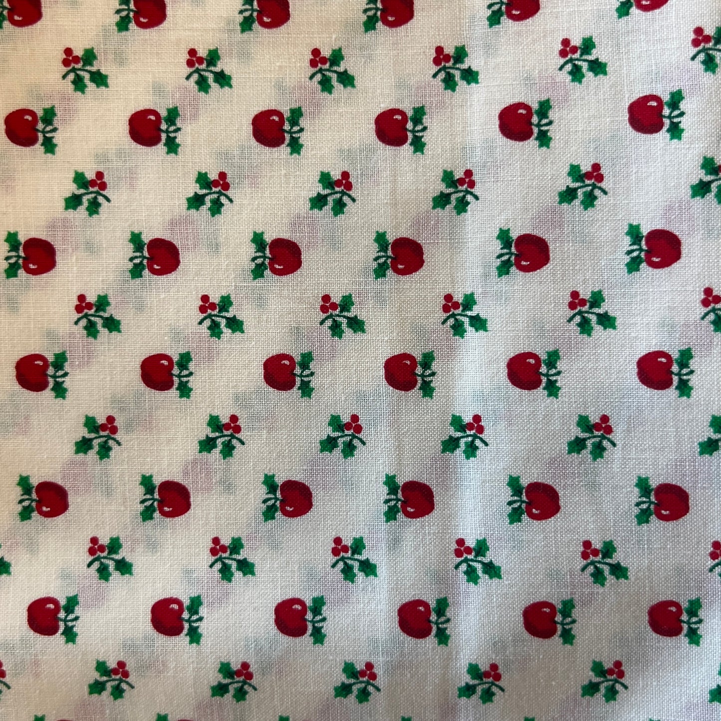 Holly Berries & Apples Cotton: 1 yd