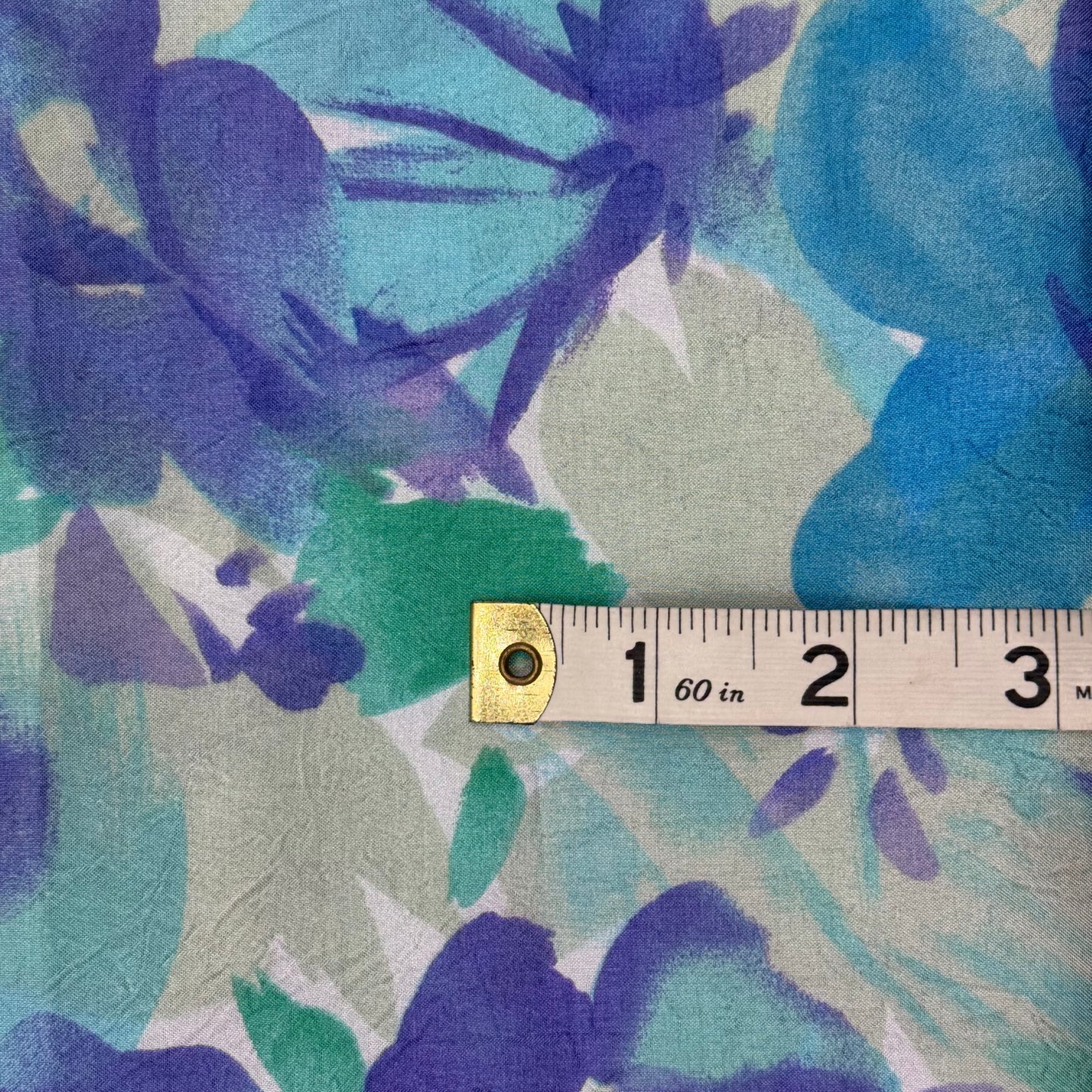 Lightweight Cool Tones Watercolor Floral Crinkle Texture Poly Chiffon: 1.75 yds