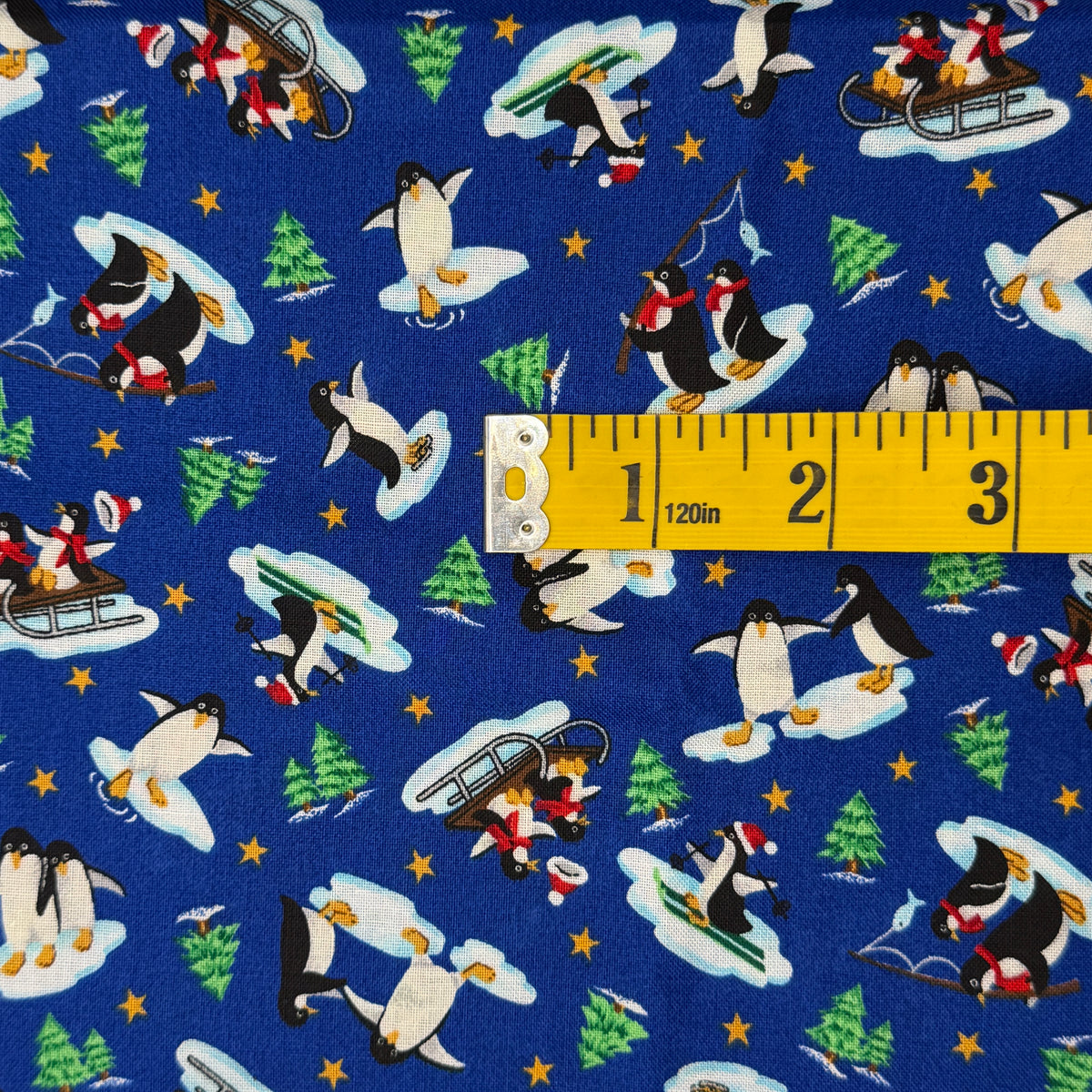 Penguins in Winter Scenes Cotton Blend: 1 yd