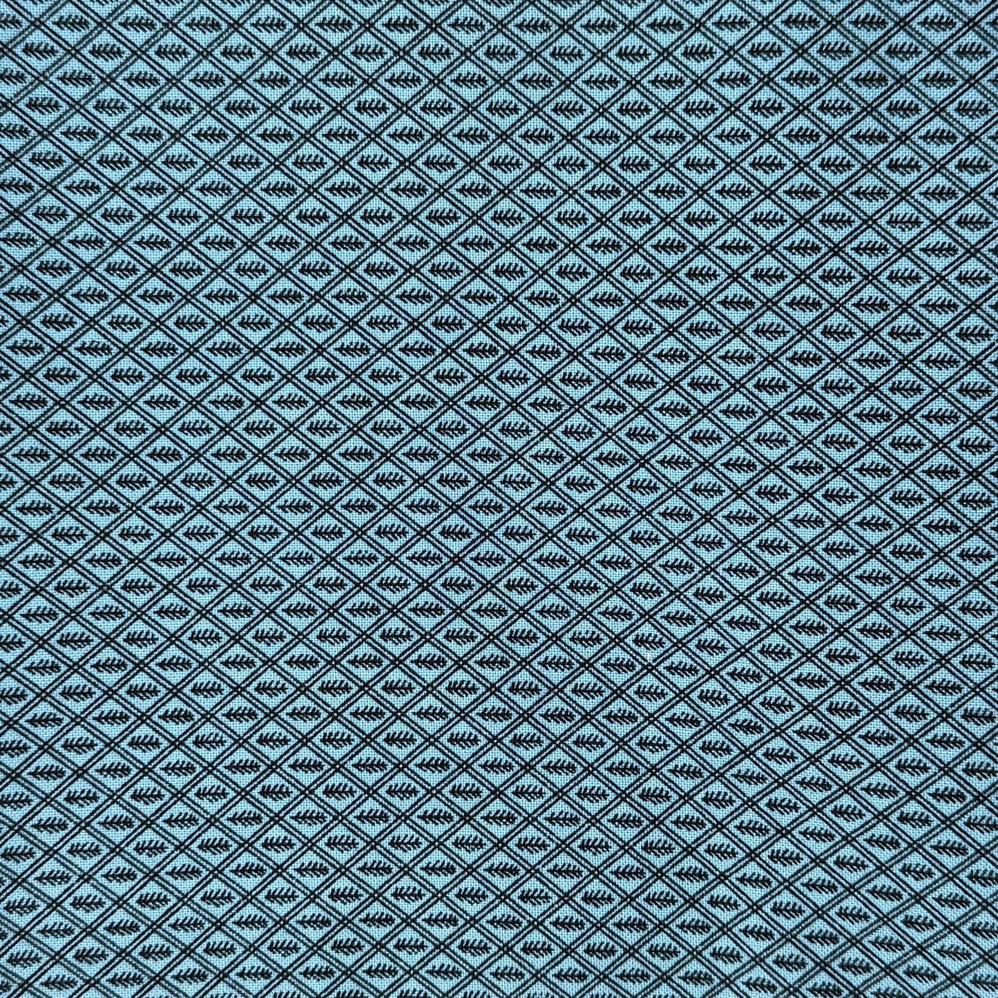 Black Diamond Print on Teal Cotton: 1 yd
