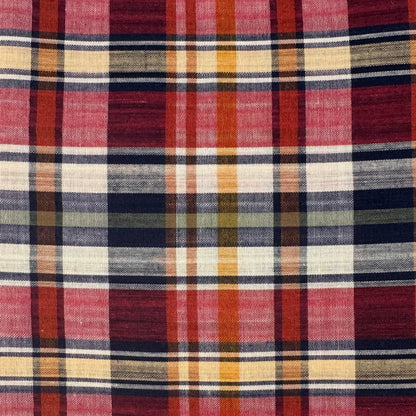 Red, Blue & Yellow Plaid Lightweight Cotton Blend Shirting: 1.75 yds