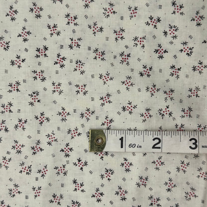 Black/Red Abstract Print on Ivory Cotton: 3 yds