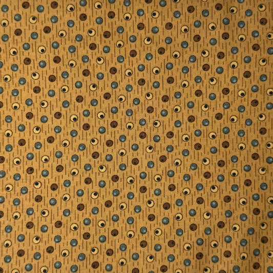 Blue, Brown & Cream Beads Cotton: 3 yds