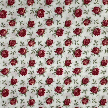 Red Floral Cotton: 3 yds