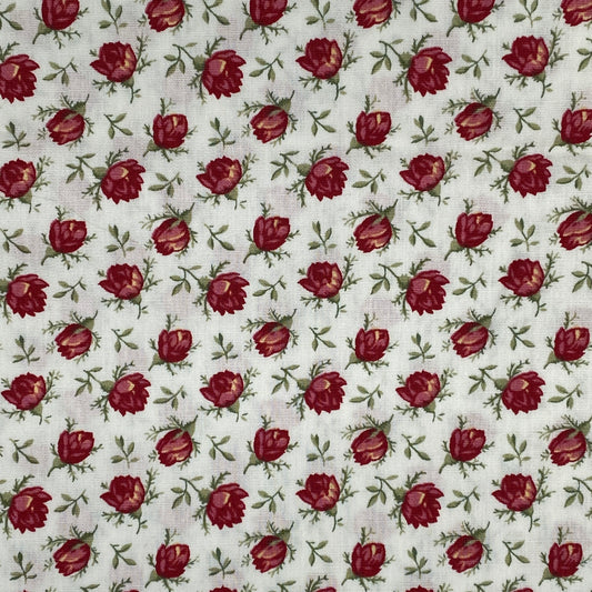 Red Floral Cotton: 3 yds