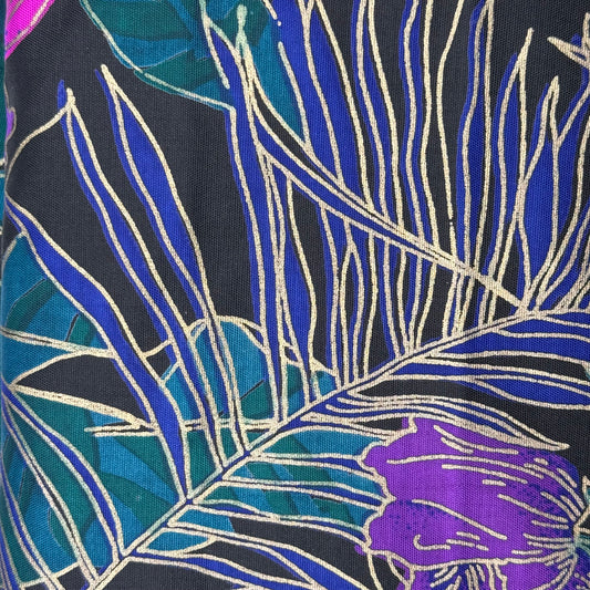 Multicolor with Gold on Black Tropical Print Cotton blend: 4 yds