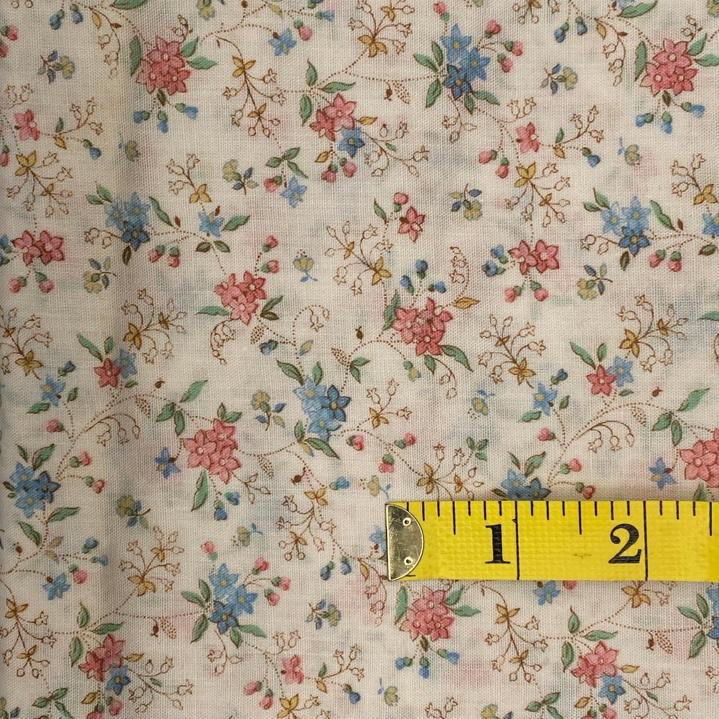 Blue & Pink Floral Cotton: 1.25 yds