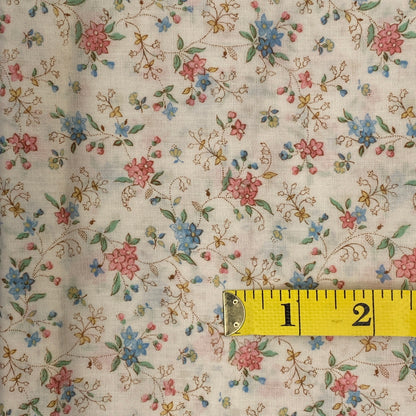 Blue & Pink Floral Cotton: 1.25 yds