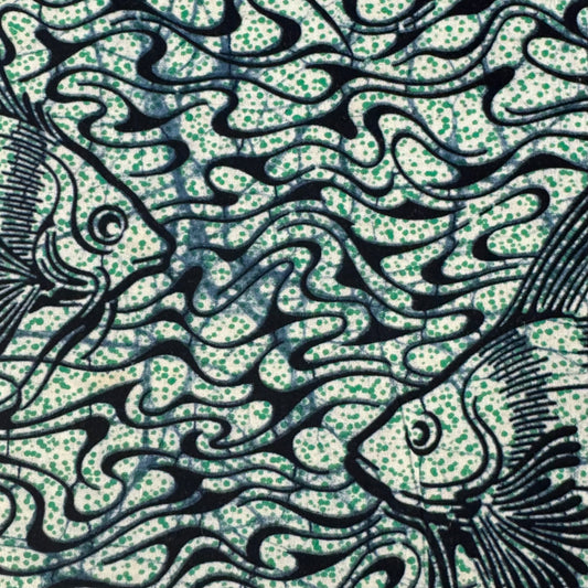 Fish Waxed Print Cotton: 1.25 yds