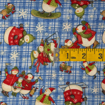 Sparkly Snowmen & Dogs Cotton: 2 yds