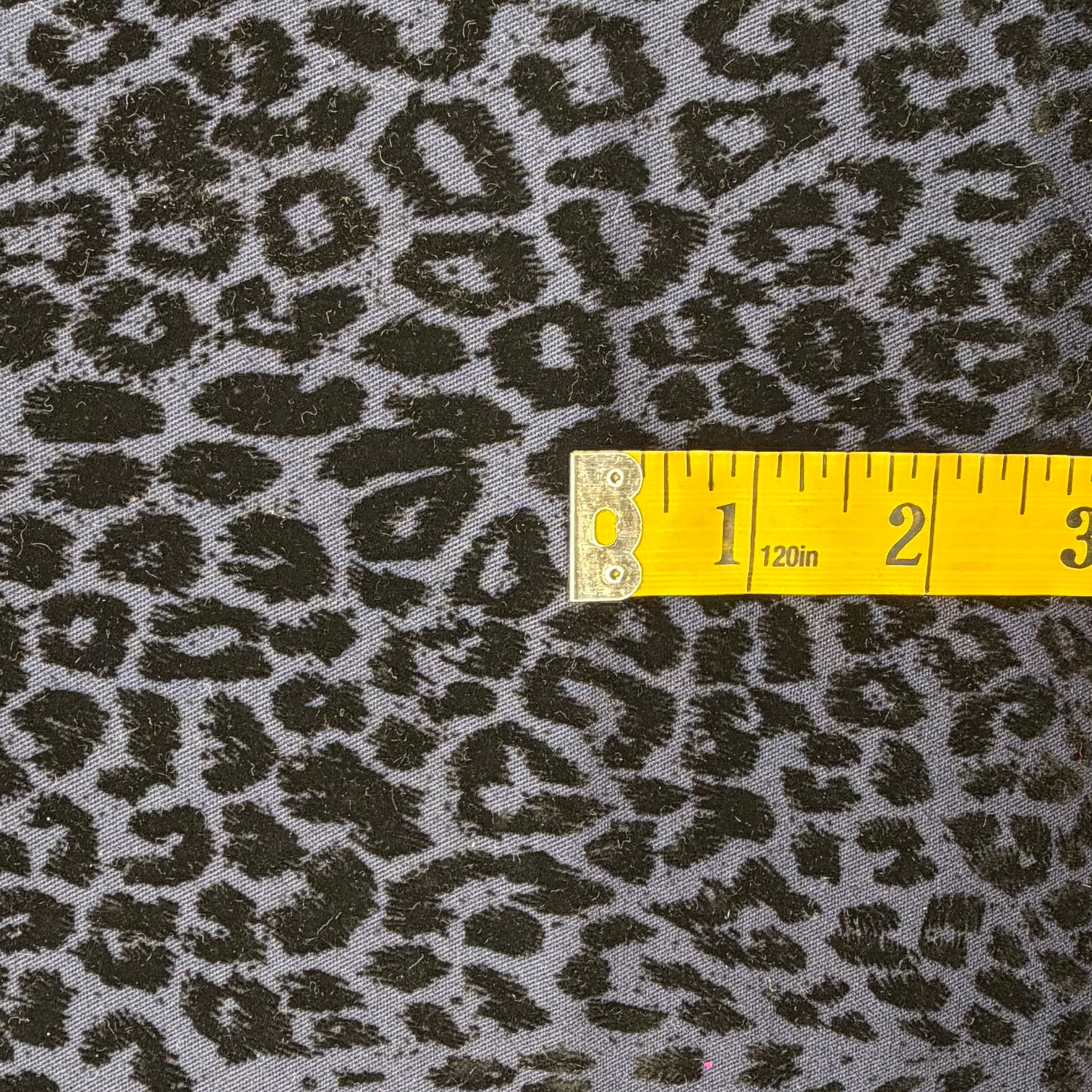 Navy Poly Cotton With Embroidered Velvet Animal Print Home Decor: 3 yds