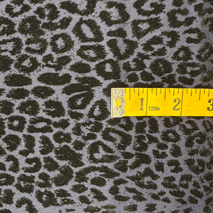 Navy Poly Cotton With Embroidered Velvet Animal Print Home Decor: 3 yds