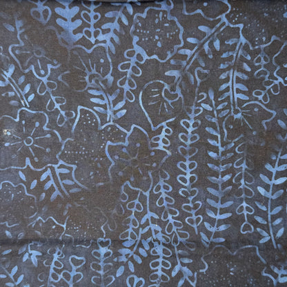Tonal Blue Leaves Batik Cotton: 1 yd