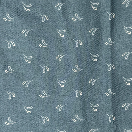 Blue With White Abstract Shapes Cotton: 1 yd
