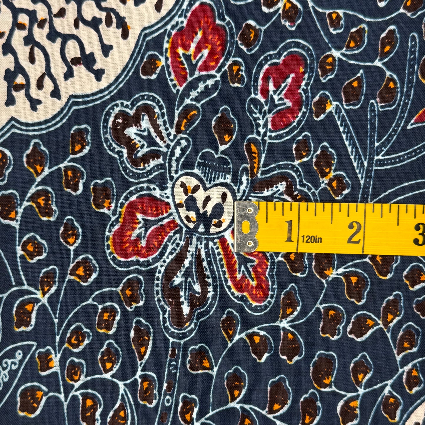Blue & Red Floral Wax Print Cotton: 2 yds