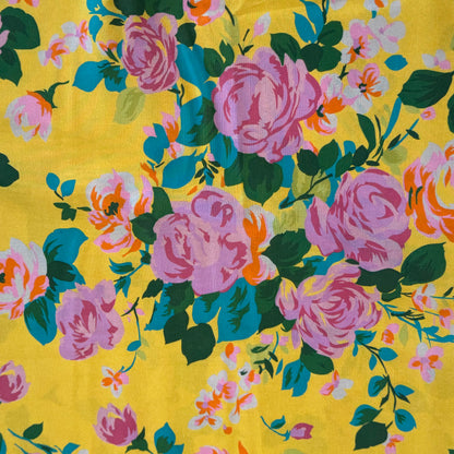 Yellow Bold Floral Cotton: 2 yds